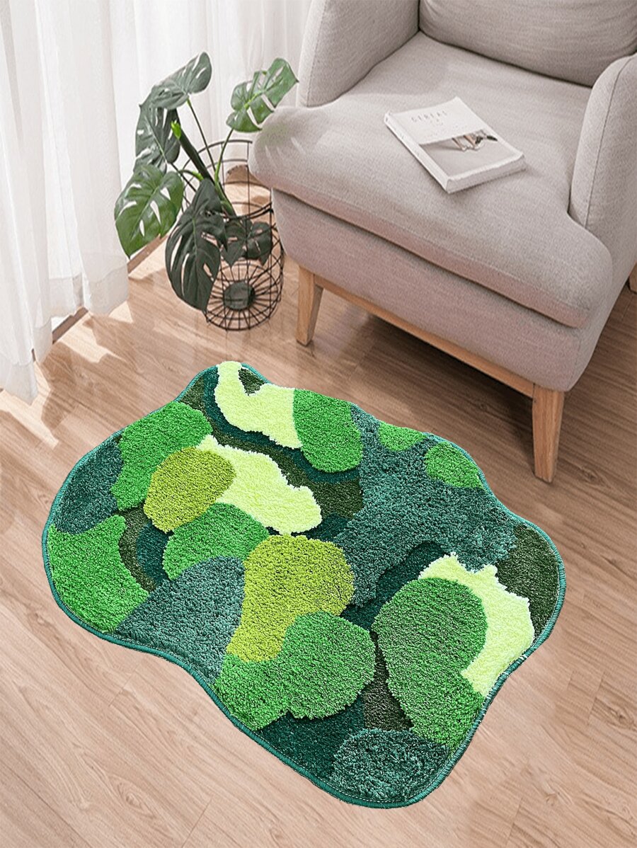 Cute Green Moss Bathroom Rug, Thick Absorbent Non-slip Bath Mat, Suitable For Bathroom Decoration, Soft Microfiber, Washable, Perfect Shower Mat Or Doormat - Green - View 1