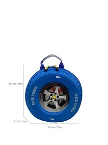 卡通孩子們輪胎形狀後背包,多功能單肩包和手提包 - 藍色 - 查看 8