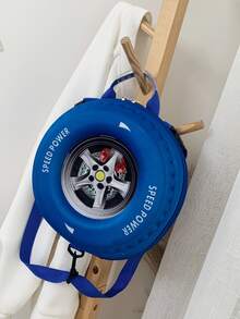 卡通孩子們輪胎形狀後背包,多功能單肩包和手提包 - 藍色 - 查看 6