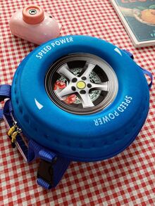 卡通孩子們輪胎形狀後背包,多功能單肩包和手提包 - 藍色 - 查看 4