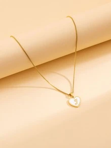 Fashionable Metal Chain Letter Pendant Necklace - Gold - View 2