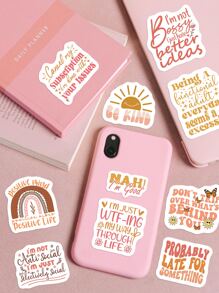 32 Pcs Boho Inspirational affirmations assorted stickers Sarcastic Quotes Positive scrapbooking Stickers Dairy Collage Album Decor Sticker - Multicolor - View 2