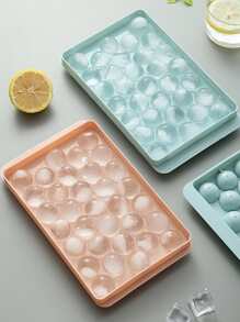33-grid Ice Cube Tray With Lid, Plastic Freezer Ice Making Box, Creative Round Ice Ball Mould - Blue - View 1