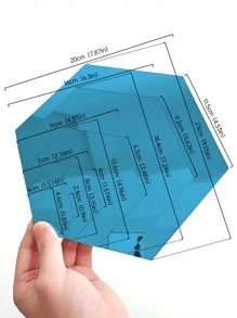 12 件蓝色六角形镜面墙贴最佳礼物 - 藍色 - 查看 6