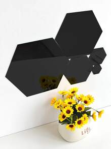 12 cái Tối giản hiện đại Phong cách Đen Lục giác Gương treo tường Hình dán - màu đen - Xem 7