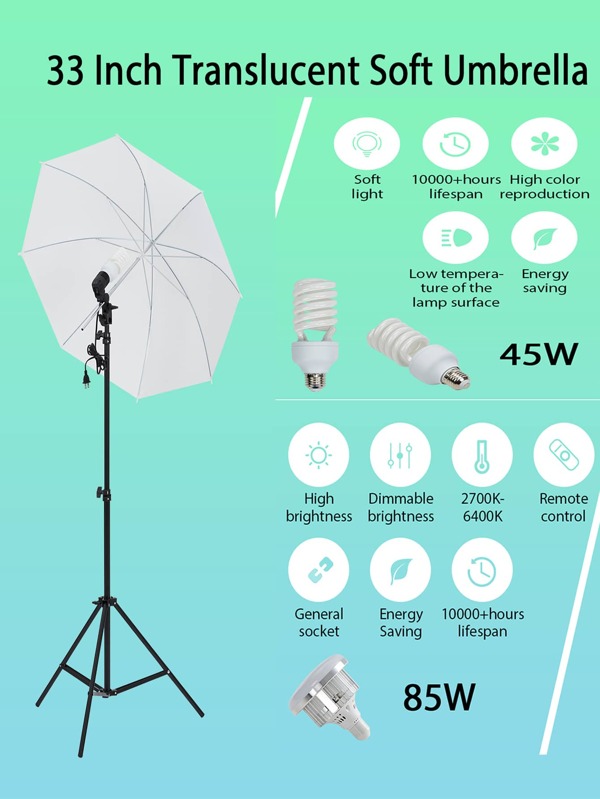 Photography Lighting Kit with Backdrops 8.5ft x 10ft Backdrop Stand