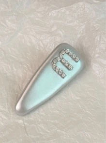 1 Miếng chất liệu da PU Chữ cái Pha lê Kẹp tóc , Sọc & Bên Tóc mái Kẹp - Bạc - Xem 3