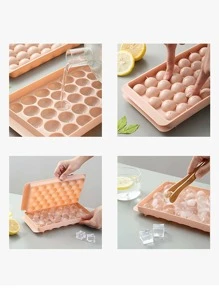 33-grid Ice Cube Tray With Lid, Plastic Freezer Ice Making Box, Creative Round Ice Ball Mould - Blue - View 5