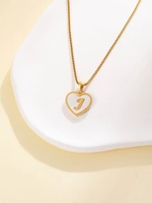 Fashionable Metal Chain Letter Pendant Necklace - Gold - View 3