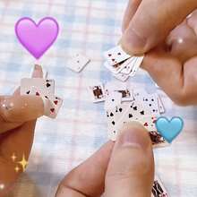 54張/套迷你撲克牌，派對遊戲，多人卡牌遊戲，迷你收藏品，娃娃屋遊戲撲克，派對用品 - 彩色 - 查看 6