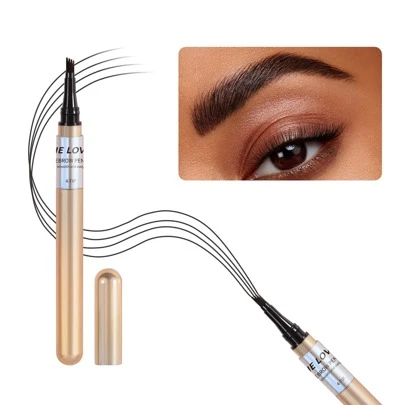Liquid Eyebrow Pen, Liquid Eyebrow Pen, Waterproof Brow Pencil With Micro-Fork Tip, Smudge Proof Long Lasting Fine Sketch Pen, Black