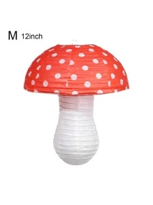 大型蘑菇形紙燈籠 8 英寸12 英寸森林叢林仙境主題生日派對裝飾懸掛 3D 蘑菇裝飾背景花園裝飾 - 紅色 - 查看 8