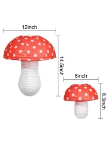 大型蘑菇形紙燈籠 8 英寸12 英寸森林叢林仙境主題生日派對裝飾懸掛 3D 蘑菇裝飾背景花園裝飾 - 紅色 - 查看 5