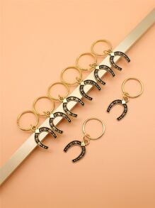 8 Cái/bộ 23X18 Mm Móng Ngựa Ngựa Giày Quyến Rũ Mặt Dây Chuyền Móc Khóa 20 Mm Đường Kính Bên Ngoài Dây Tròn Móc Khóa Không Dây Xích móc Khóa - Old Gold - Xem 2