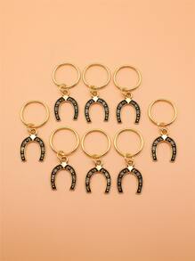 8 Cái/bộ 23X18 Mm Móng Ngựa Ngựa Giày Quyến Rũ Mặt Dây Chuyền Móc Khóa 20 Mm Đường Kính Bên Ngoài Dây Tròn Móc Khóa Không Dây Xích móc Khóa - Old Gold - Xem 3