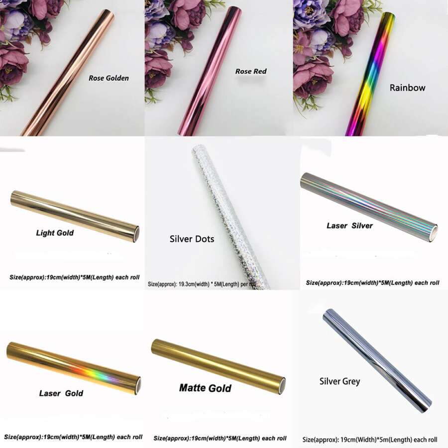 alinacutle 5M長X 19CM寬激光碳粉反應箔卷，使用層壓機激光打印機，紙鐳射熱轉印工藝箔用於手工工藝配件 - 彩色 - 查看 1