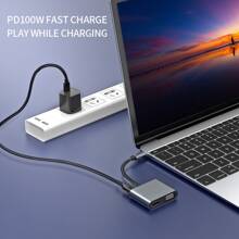 USB C 轉 HDMI VGA 適配器 4 合 1 USB C 集線器轉換器，帶 HDMI 端口 4K、100W PD、USB 3.0 端口、供電端口 兼容 MacBook Pro/MacBook Air/iPad Pro/Dell XPS Thunderbolt 3 端口 - 灰色 - 查看 10