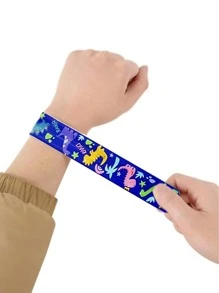 12 件恐龙印花 PVC 拍手环玩具，卡通拍手腕带活动派对礼品 - 彩色 - 查看 4