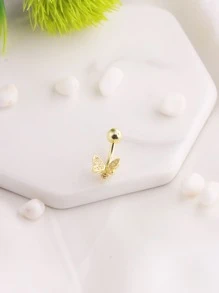 1入組方晶鋯石蝴蝶肚臍戒指肚臍指甲身體穿刺首飾 - 金黃色 - 查看 2