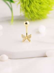 1入組方晶鋯石蝴蝶肚臍戒指肚臍指甲身體穿刺首飾 - 金黃色 - 查看 3