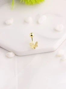 1入組方晶鋯石蝴蝶肚臍戒指肚臍指甲身體穿刺首飾 - 金黃色 - 查看 1