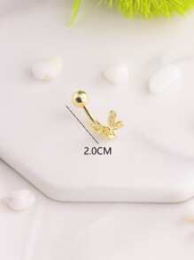 1入組方晶鋯石蝴蝶肚臍戒指肚臍指甲身體穿刺首飾 - 金黃色 - 查看 4