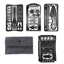 PSKOOK 4pcs Outdoor 304 Stainless Steel Fishing Tool Card Multi-Function Emergency Fishing Card Portable Fishing & Hunting Survival Tool Accessories - Black - View 1