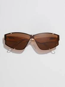 1件男士咖啡棕色超大號金屬飛行員太陽眼鏡,非常適合戶外活動、日常穿著和旅行,配有眼鏡盒,時尚且涼爽