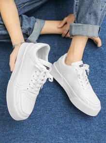 Giày trượt ván nam màu trơn mới, giày thể thao trắng đa năng, giày đôi, phù hợp với quần jeans và trang phục thể thao. - trắng - Xem 7