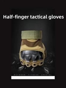 1pair Men's Half Finger Short Finger Outdoor Sport Motorcycle Riding Climbing Protective Sport Gloves - Army Green - View 5