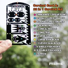 PSKOOK 4pcs Outdoor 304 Stainless Steel Fishing Tool Card Multi-Function Emergency Fishing Card Portable Fishing & Hunting Survival Tool Accessories - Black - View 2