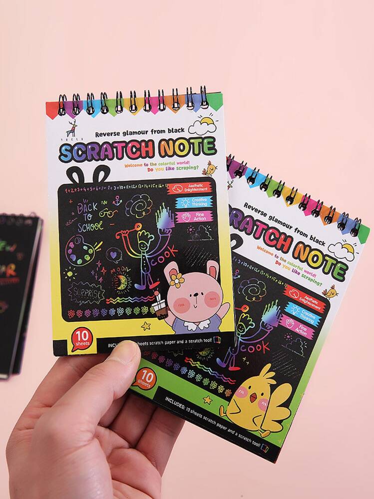 Colorful DIY Scratch Painting Creative Doodle Scratch Book, Art Scratch Paper, Fun Scratch Book, Creative Small Gift, Holiday Accessory, Birthday Party Supplies, Birthday Gift, Art Craft Ornament Gift, Home Decor(Random Color),Mother's Day,Mom's Gift - Multicolor - View 5