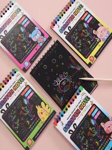 اللوحة الملونة للرسم بالخدش DIY، دفتر الخط الإبداعي، كتاب الخدش الممتع، هدية صغيرة إبداعية، إكسسوار للعطلات، لوازم حفلة عيد الميلاد، هدية عيد الميلاد، هدية صناعة فنية للزخرفة، ديكور المنزل (ألوان عشوائية)، عيد الأم، هدية الأم - متعدد الألوان - مشاهدة 4