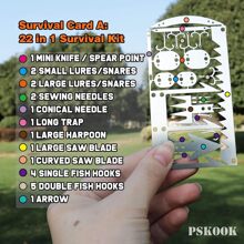 PSKOOK 4件組戶外304不鏽鋼釣魚工具卡 多功能緊急釣魚卡 便攜式釣魚狩獵生存工具配件 - 銀色 - 查看 2