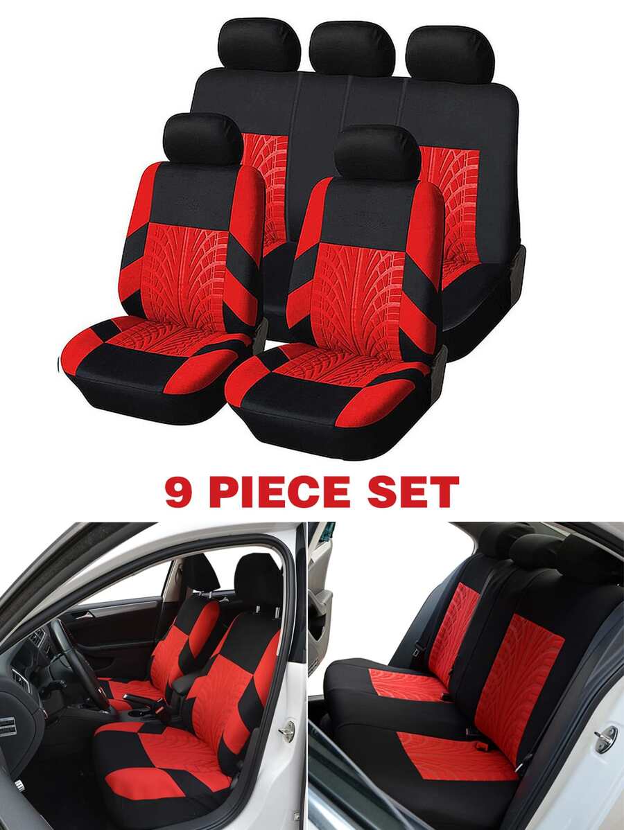 9pcs Hai âm Textured Vải phủ ghế ô tô - Nhiều màu - Xem 1