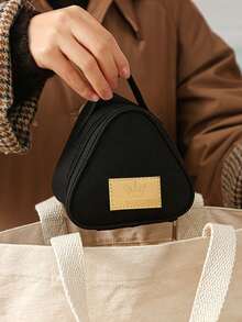 1 件装午餐袋，三角形午餐袋，适用于户外学校午餐盒午餐容器保温午餐袋返校午餐套装学校用品学校午餐盒袋家庭必需品返校用品 - 黑色 - 查看 3