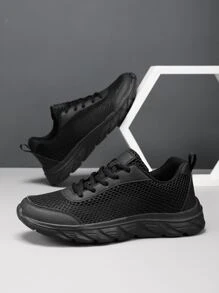 新款透氣網布運動休閒男士鞋 - 黑色 - 查看 1