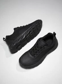 新款透氣網布運動休閒男士鞋 - 黑色 - 查看 4