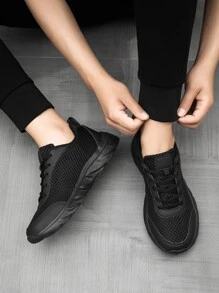 新款透氣網布運動休閒男士鞋 - 黑色 - 查看 2