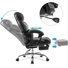 Office Chair PU Leather/Double Padded/Support Cushion and Footrest - Multicolor - View 6