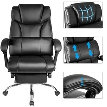 Office Chair PU Leather/Double Padded/Support Cushion and Footrest - Multicolor - View 8
