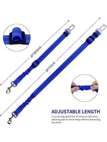 1pc Shock Absorbing Elastic Retractable Dog Safety Belt - Blue - View 5