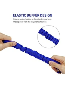 1pc Shock Absorbing Elastic Retractable Dog Safety Belt - Blue - View 4