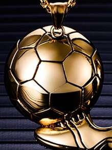 1簡約風格不銹鋼足球男士項鍊吊墜節日禮物 - 金色 - 查看 4