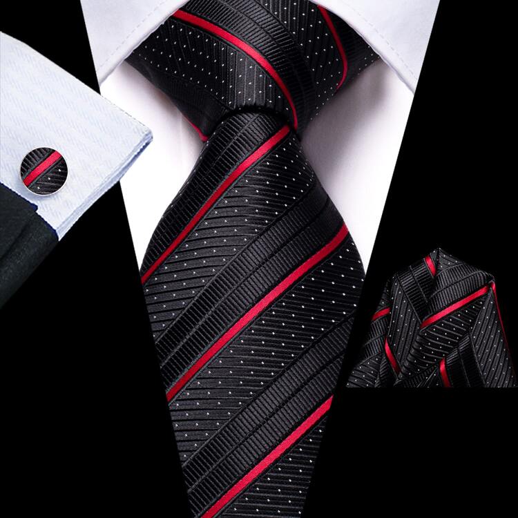 Cravatta da uomo in seta a righe nere rosse e bianche con pois cravatta da matrimonio fazzoletto da taschino gemelli per occasioni formali e in ufficio SHEIN ITALIA