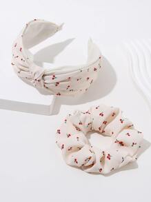 2 chiếc băng đô thắt nút hình quả anh đào, dây buộc tóc & chun buộc tóc, thích hợp cho Ngày Valentine, đồ dùng học tập, phụ kiện. - Nhiều màu - Xem 1