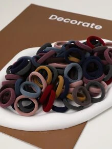 100pcs Women Solid Casual Hair Tie, For Daily Life Ponytail Holder Hair Elastic Hair Rope