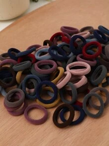 100pcs Women Solid Casual Hair Tie, For Daily Life Ponytail Holder Hair Elastic Hair Rope