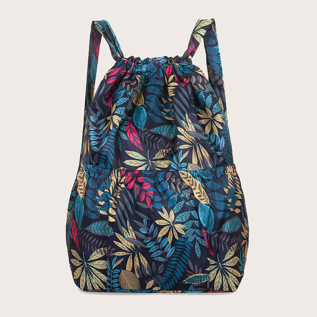 Drawstring Backpack With Wet Compartment, Water Resistant String Bag Cinch Bag For Women Men, String Bag Sackpack Cinch Water Resistant Nylon For Gym Shopping Sport Yoga, Fanny Bag Travel Sackpack For Men Women Coloured Leaves Printing