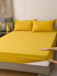 1 pieza de moda simple unicolor Funda de colchón transpirable agradable para la piel Colcha a prueba de polvo Protector para dormitorio Textiles para el hogar ropa de cama - Multicolor - Ver 5